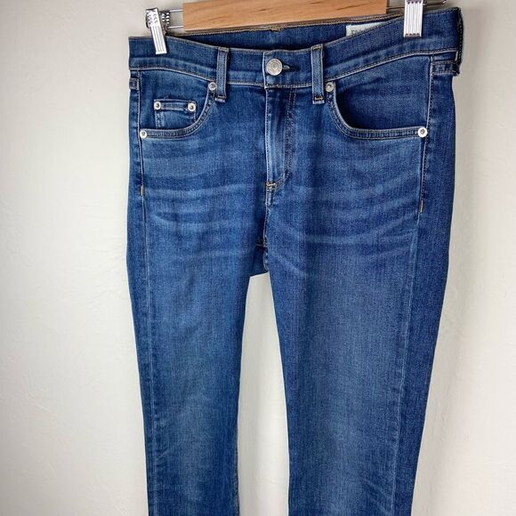 Rag & Bone Frayed Hem Ankle Skinny Jeans in Hampton Wash - Picture 3 of 8